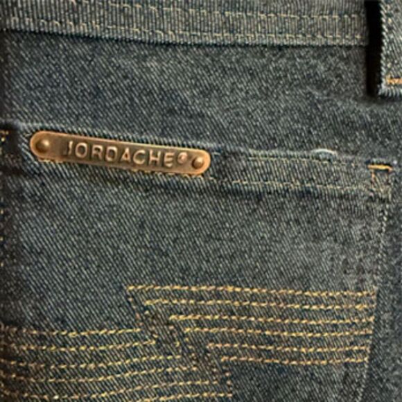 Jordache Vintage 90's Dark Blue Wash Denim Grommet Maxi Skirt Size 5 - Picture 10 of 14